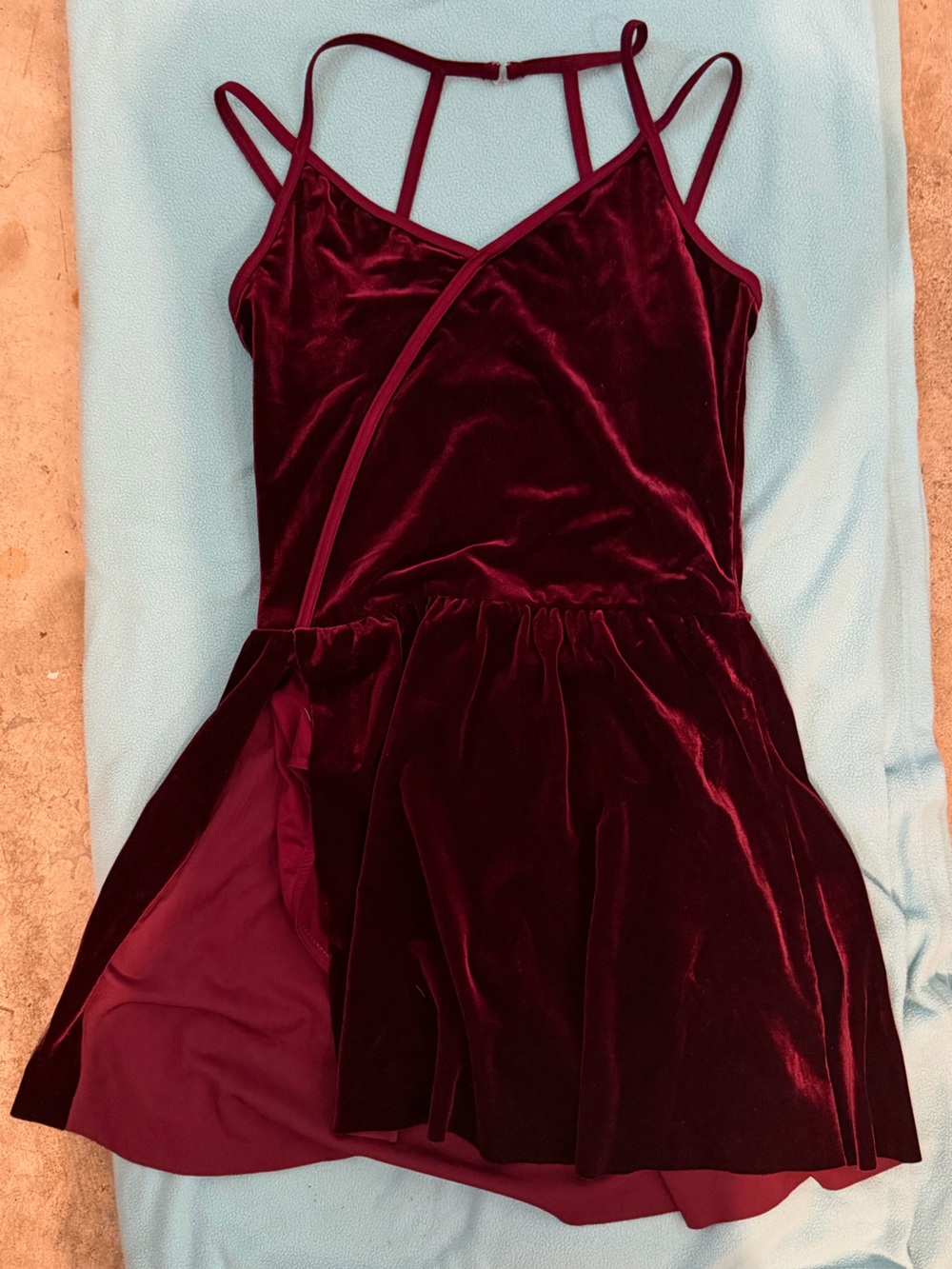 Weissman Velvet Strappy Dress in Wine Red